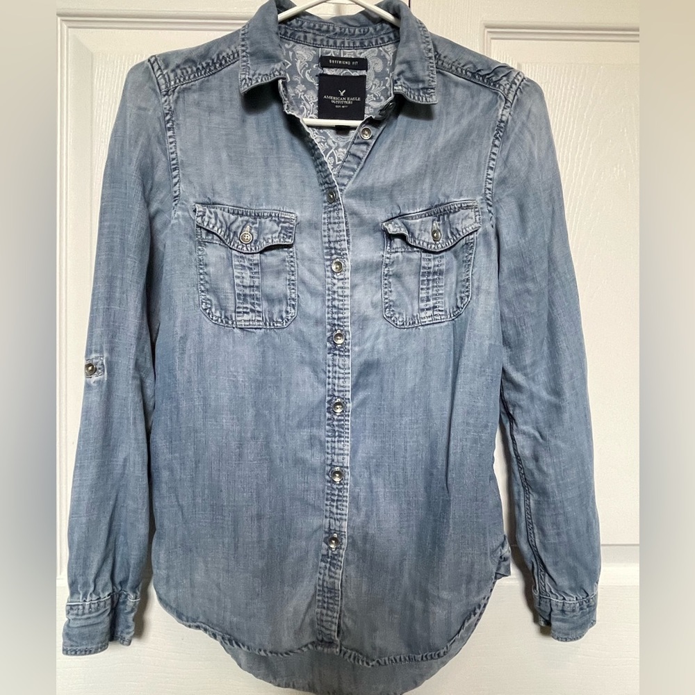American Eagle Denim Button-Up Shirt